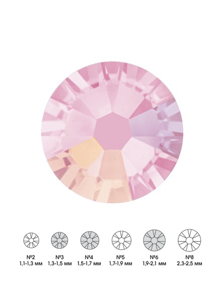 Стразы стеклянные MIX PINK JADE (дымчато-розовый) №3 №4 №6 150 шт